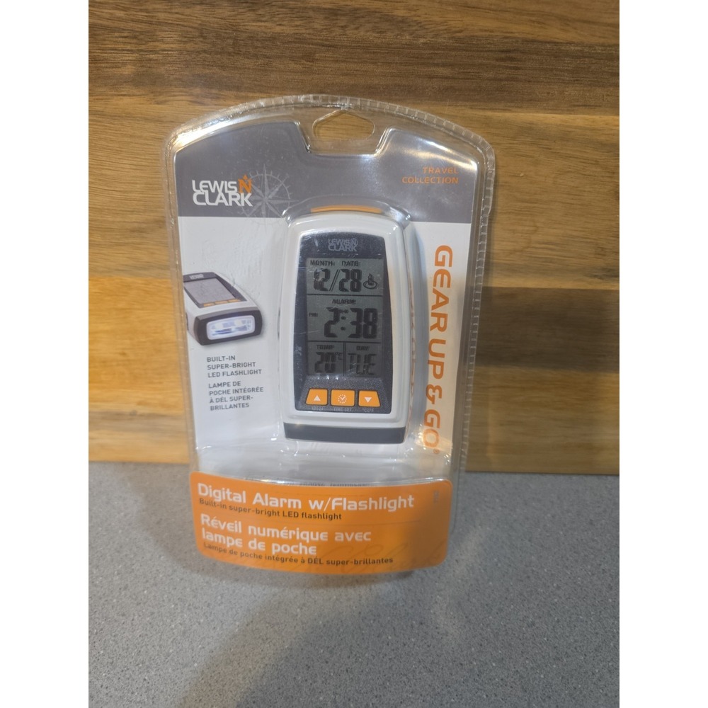 Lewis N. Clark Gear Up & Go Digital Alarm Clock Temp Snooze LED Flashlight